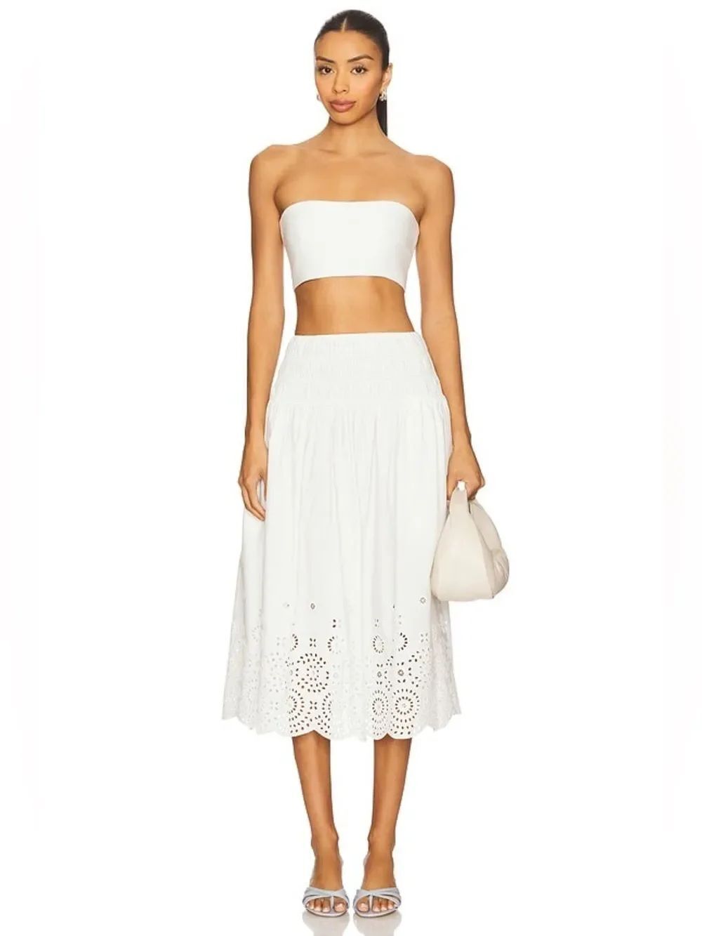 NWT L’Academie Lya Midi Skirt in White